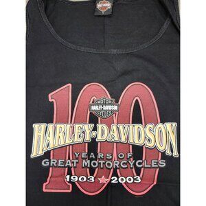 Harley-Davidson 100th Anniversary Black Sleeveless Tank Milwaukee WI 1903-2003